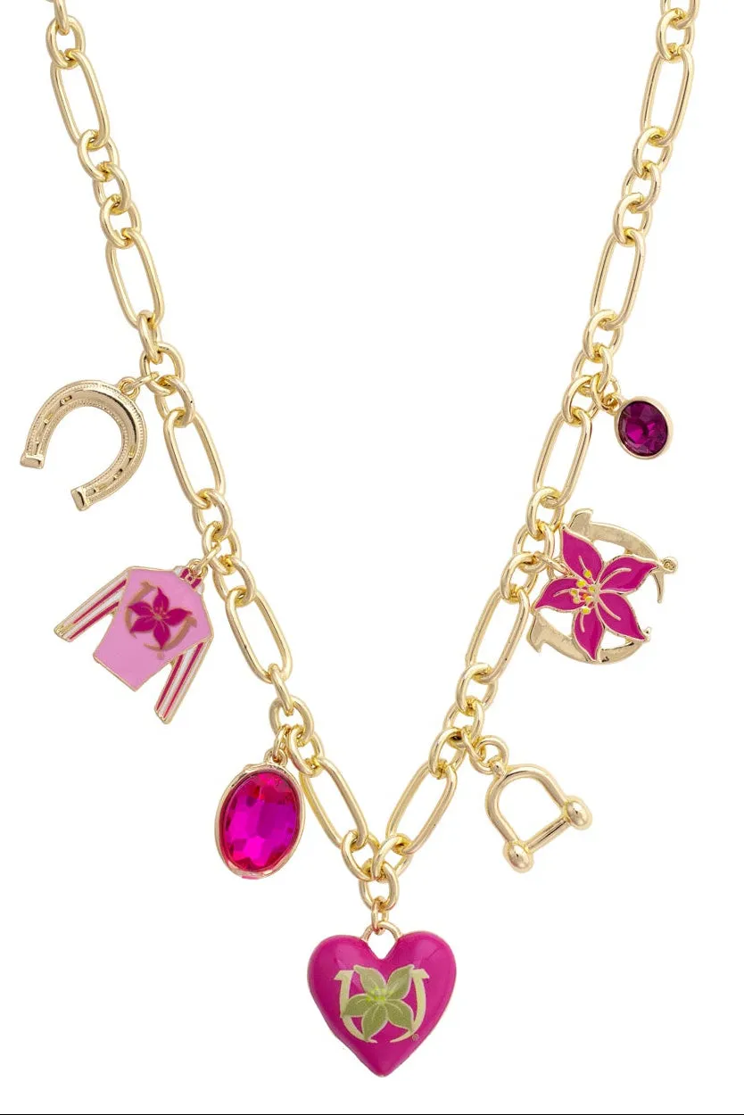 Stargazer Jockey Silk Enamel Charm Necklace in Pink sold by Canvas Style
