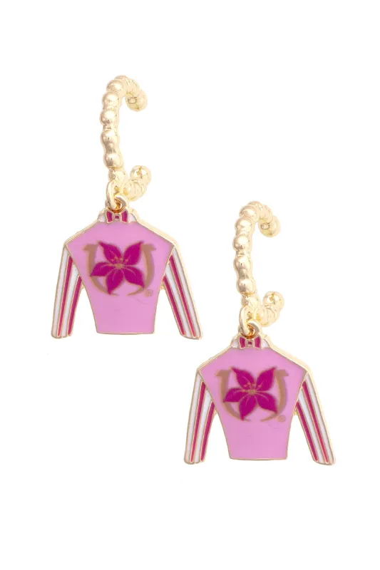 Stargazer Jockey Silk Enamel Twisted Hoop Earrings in Pink sold by Canvas Style