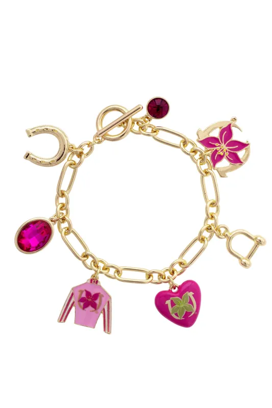 PREORDER 4/3: Stargazer Jockey Silk Enamel Charm Bracelet in Pink made by Canvas Style