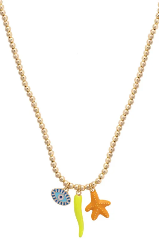 Aegean Sea Ball Bead Necklace in Shiny Gold made by Canvas Style