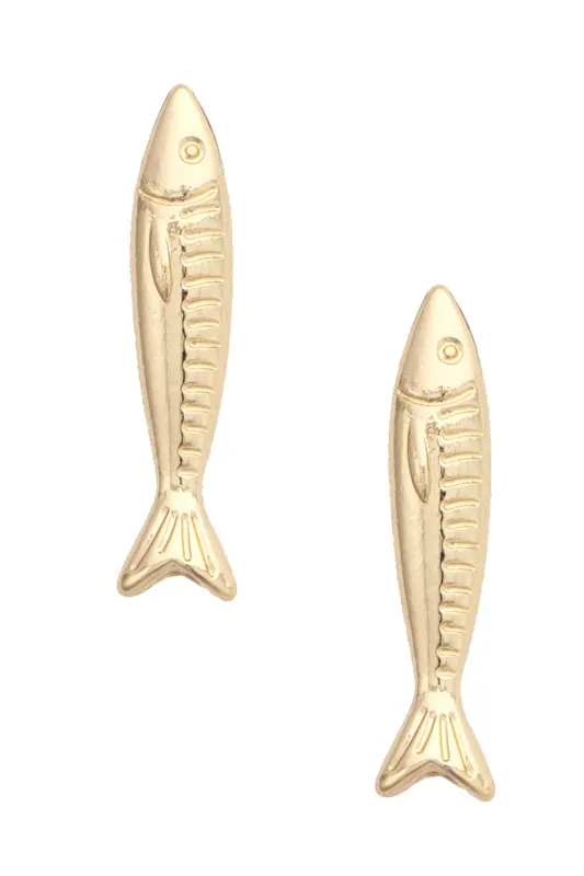 Sardine Stud Earrings in Shiny Gold sold by Canvas Style