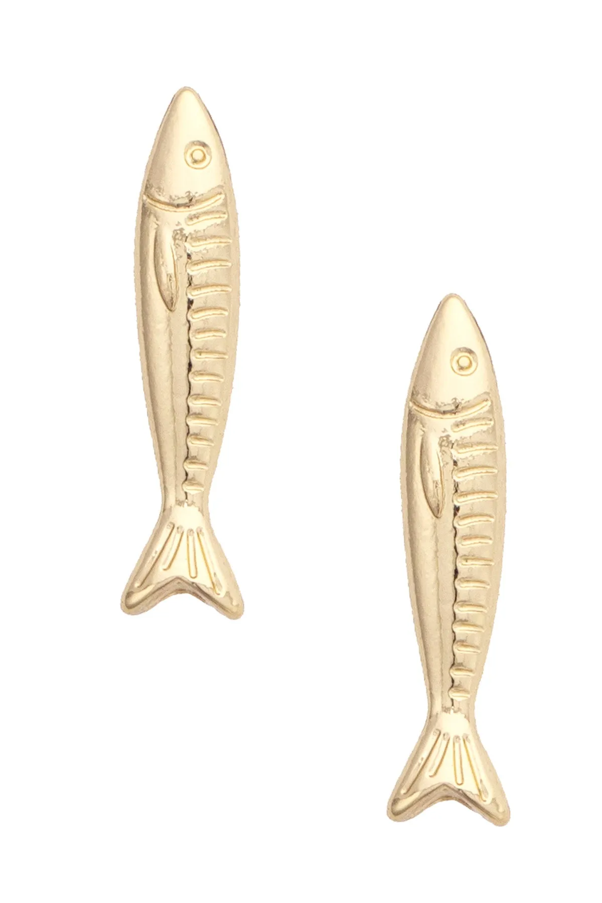 Sardine Stud Earrings in Shiny Gold sold by Canvas Style