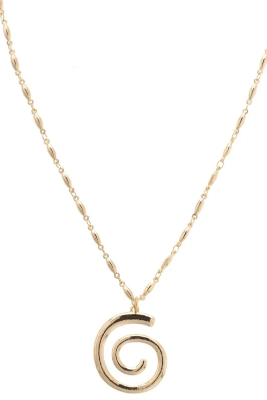 Swirly Pendant Necklace in Shiny Gold made by Canvas Style