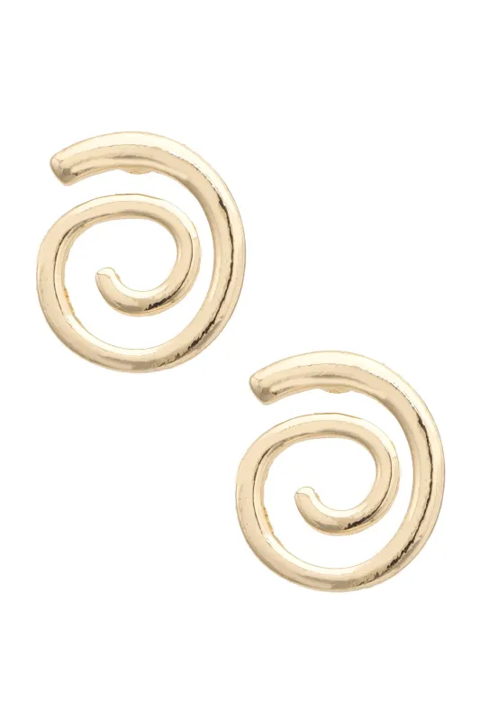 Swirly Stud Earrings in Shiny Gold sold by Canvas Style