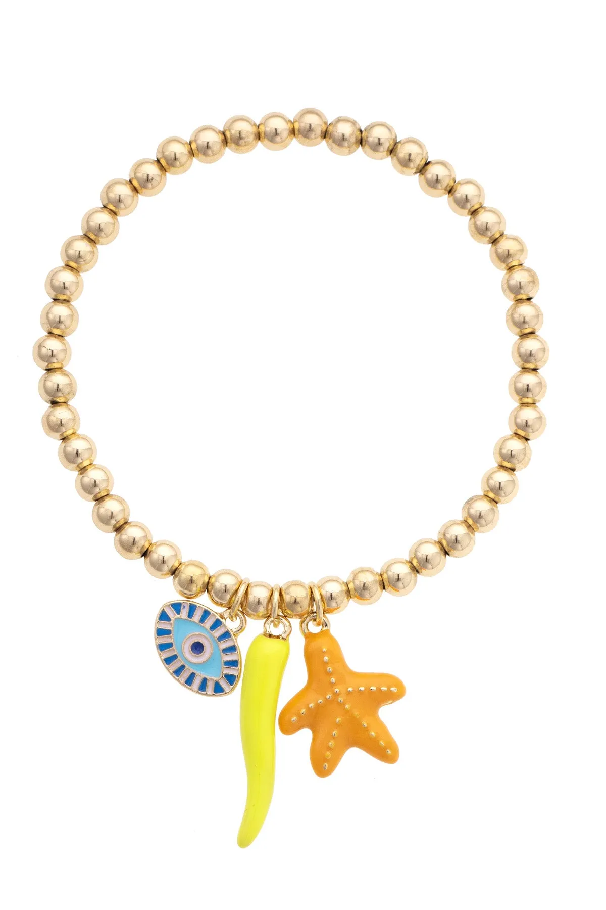 Aegean Sea Ball Bead Bracelet in Shiny Gold sold by Canvas Style