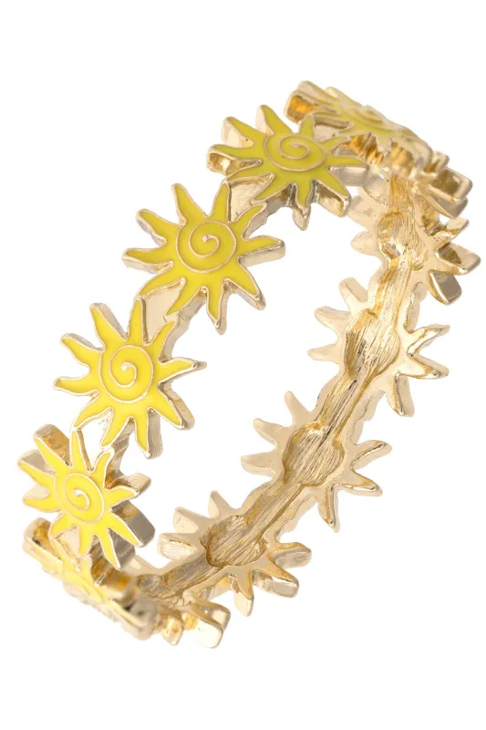 Sunshine Enamel Hinge Bangle in Shiny Gold made by Canvas Style