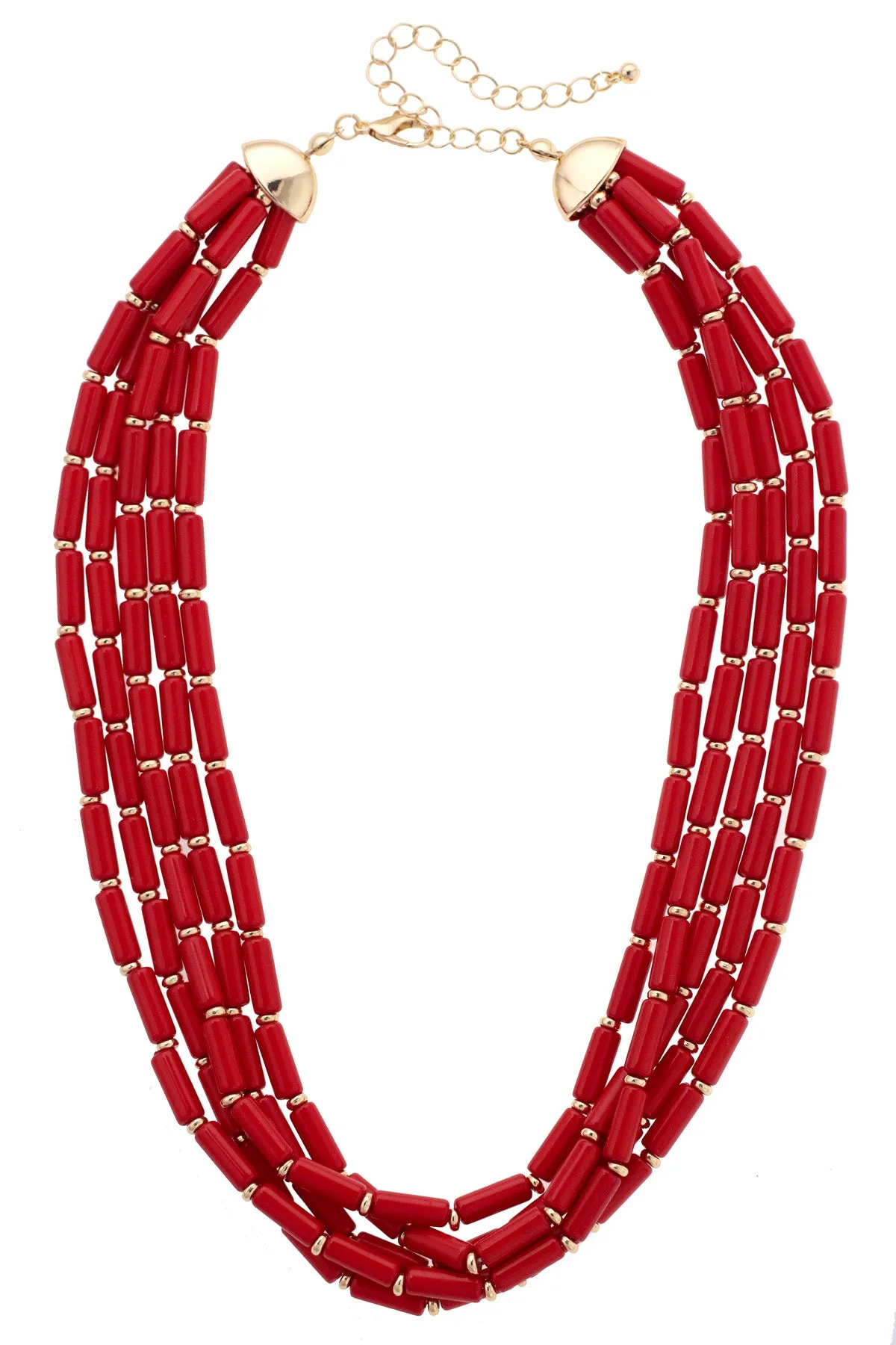 Santorini Multi-Strand Beaded Necklace in Red sold by Canvas Style