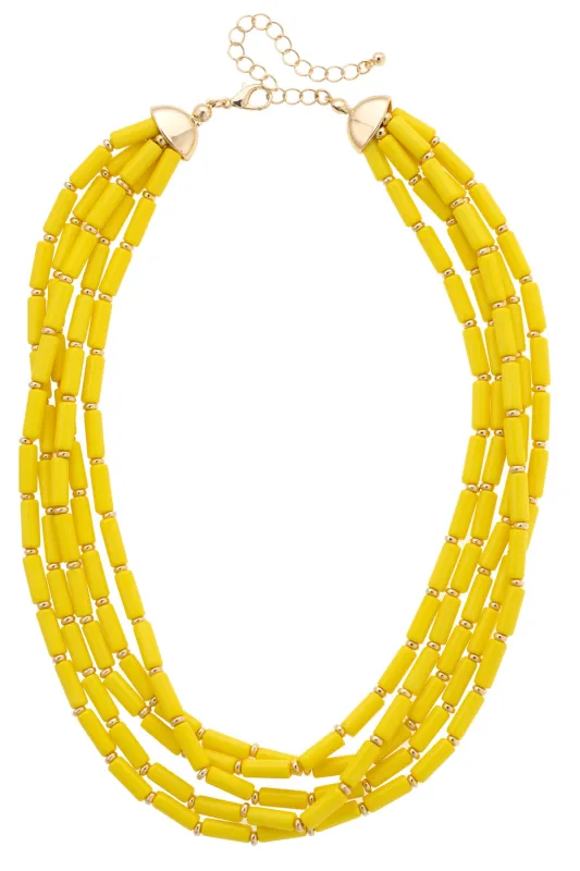 Santorini Multi-Strand Beaded Necklace in Yellow made by Canvas Style