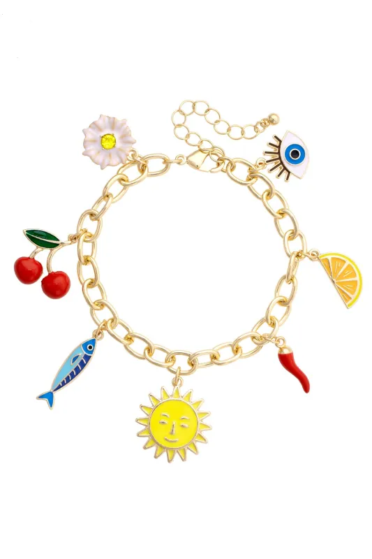 Mediterranean Icons Charm Bracelet in Multi made by Canvas Style