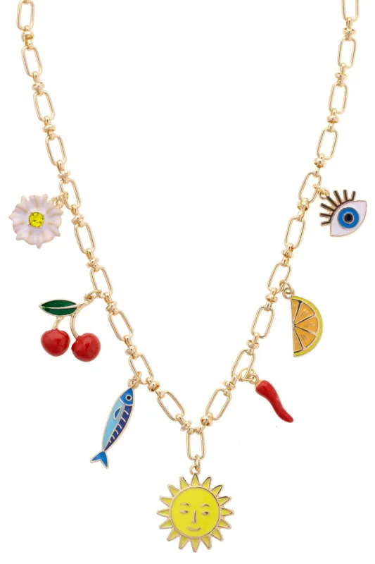 Mediterranean Icons Charm Necklace in Multi sold by Canvas Style