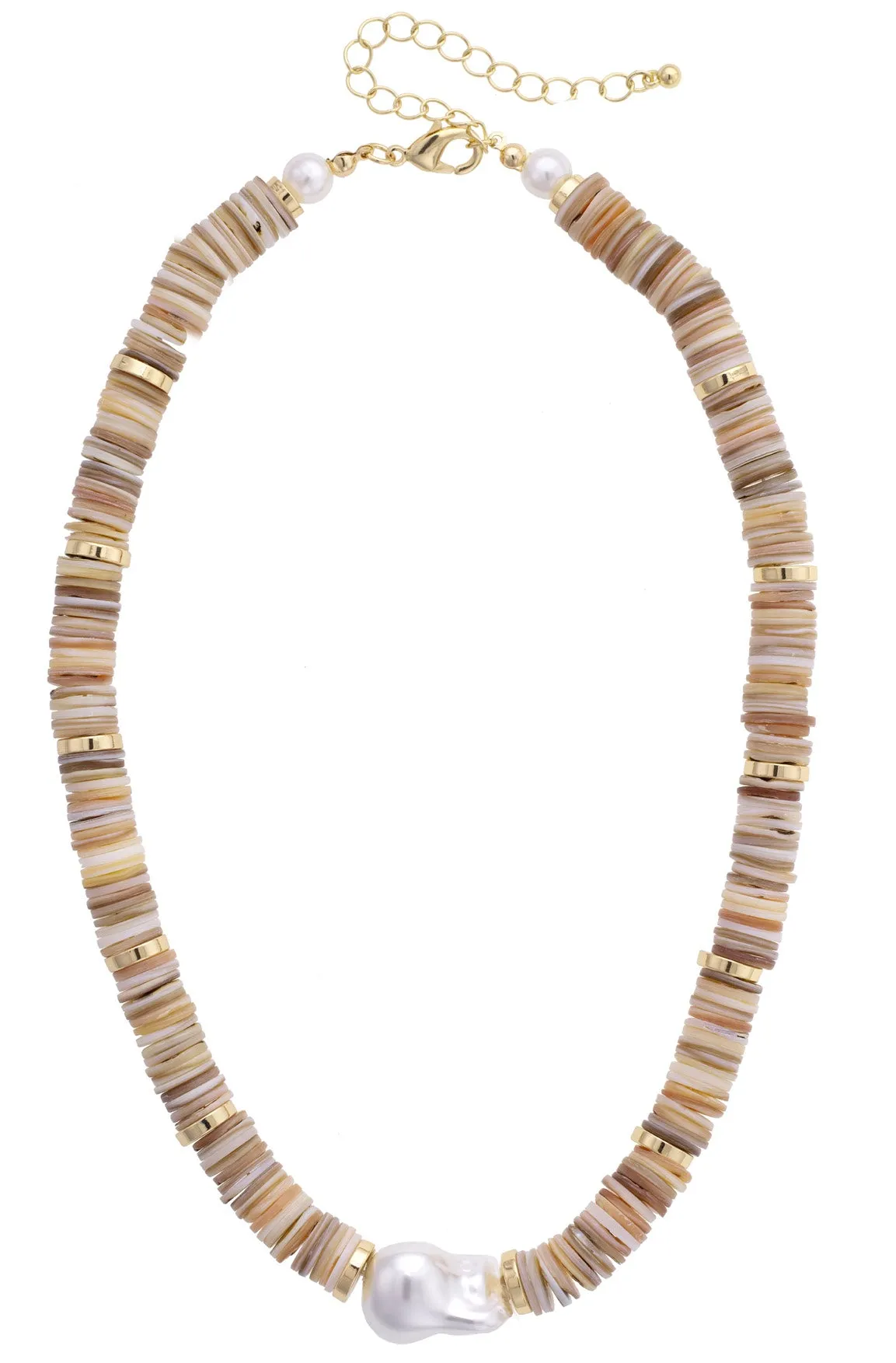 Leandra Pearl Shell Necklace in Natural sold by Canvas Style