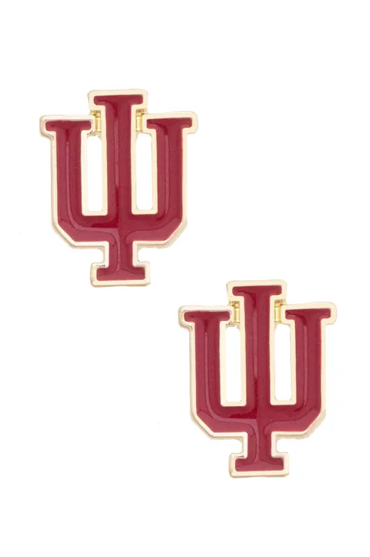 Indiana Hoosiers Enamel Logo Stud Earrings in Shiny Gold made by Canvas Style