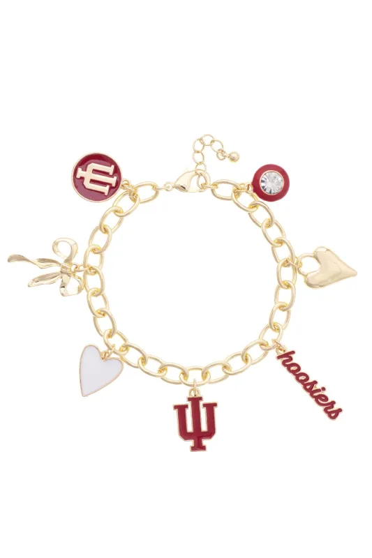 Indiana Hoosiers Enamel Icons Charm Bracelet in Shiny Gold made by Canvas Style