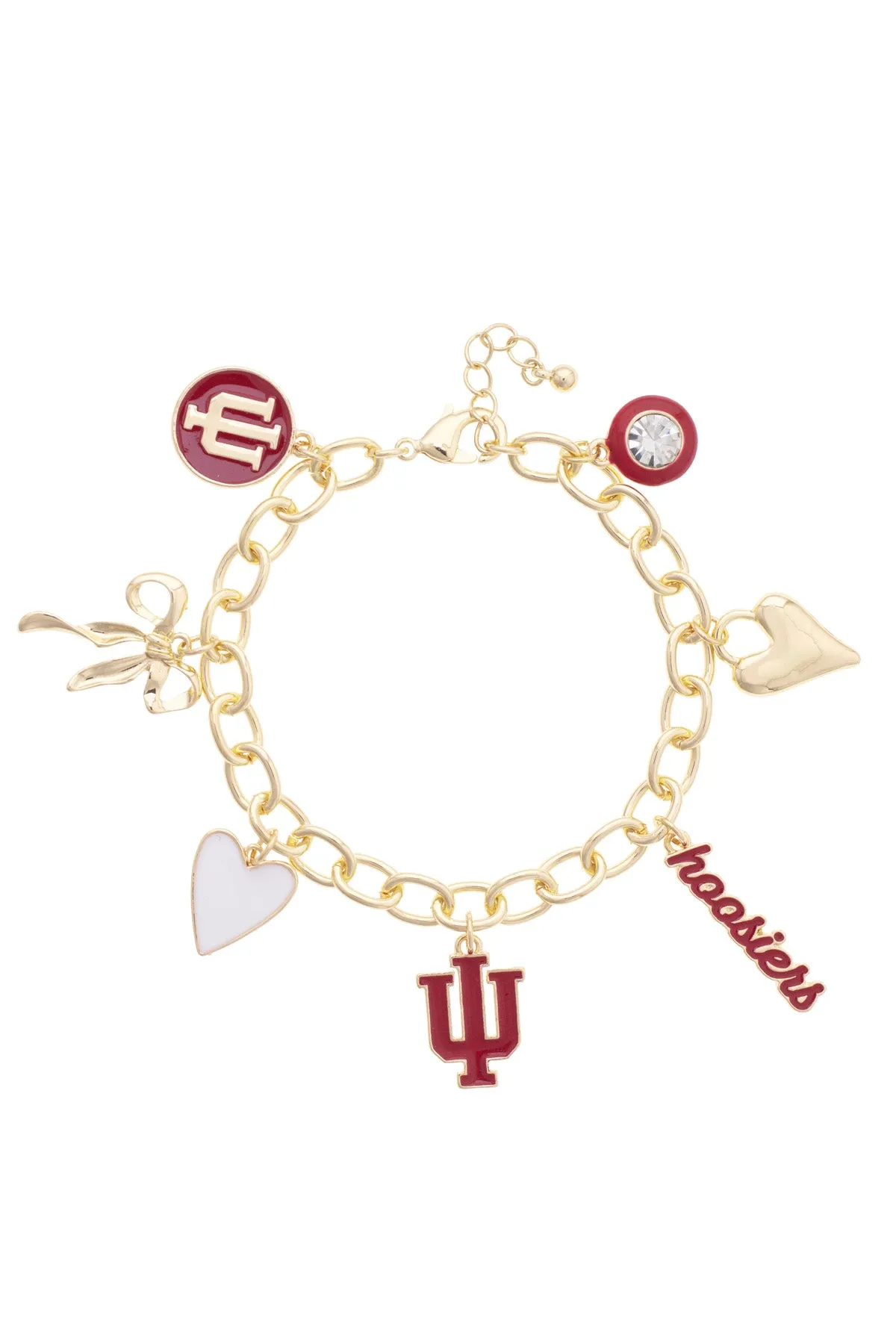 Indiana Hoosiers Enamel Icons Charm Bracelet in Shiny Gold sold by Canvas Style