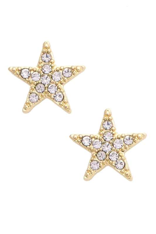 Pave Star Stud Earrings in Shiny Gold made by Canvas Style