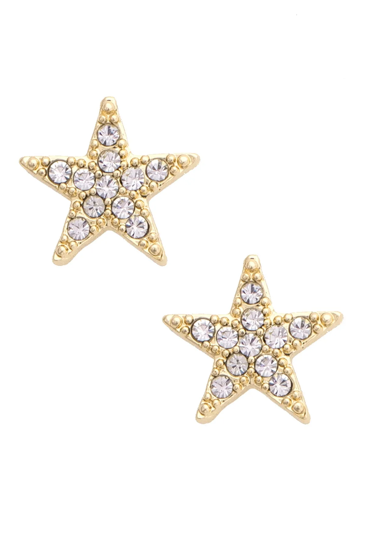Pave Star Stud Earrings in Shiny Gold sold by Canvas Style