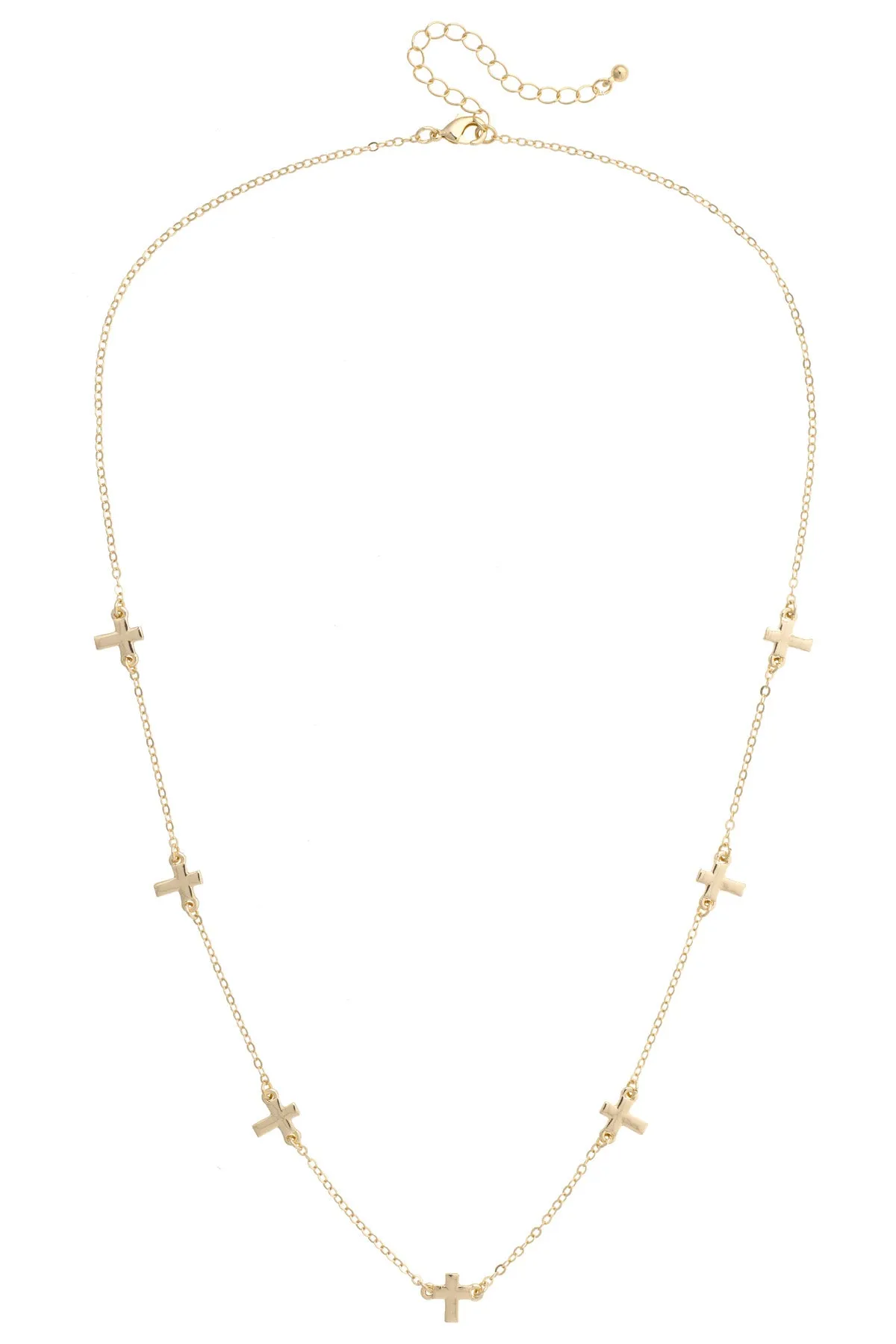 Matilda Tiny Cross Chain Necklace in Shiny Gold sold by Canvas Style