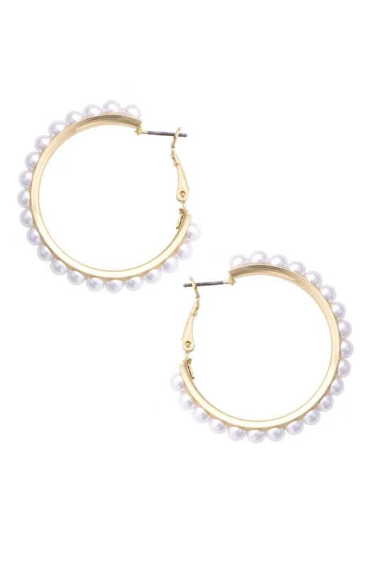 Lacey Pearl Hoop Earrings in Ivory made by Canvas Style