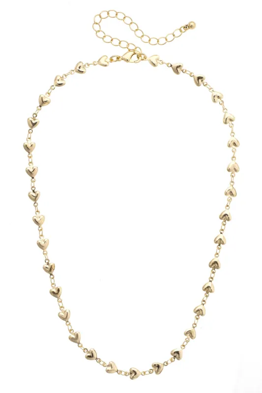 Olivia Heart Linked Necklace in Shiny Gold made by Canvas Style