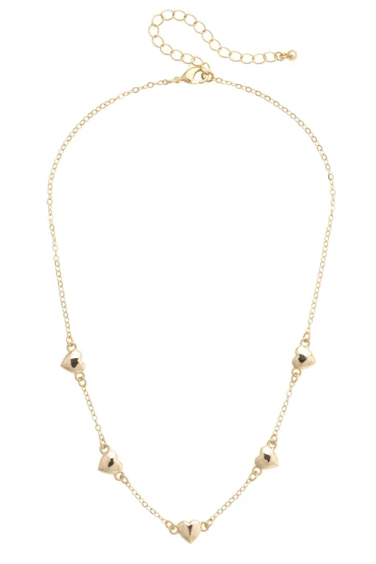 Lauren Mini Heart Layering Necklace in Shiny Gold made by Canvas Style