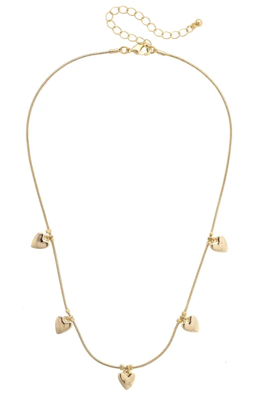 Kimmy Tiny Heart Charm Necklace in Shiny Gold made by Canvas Style