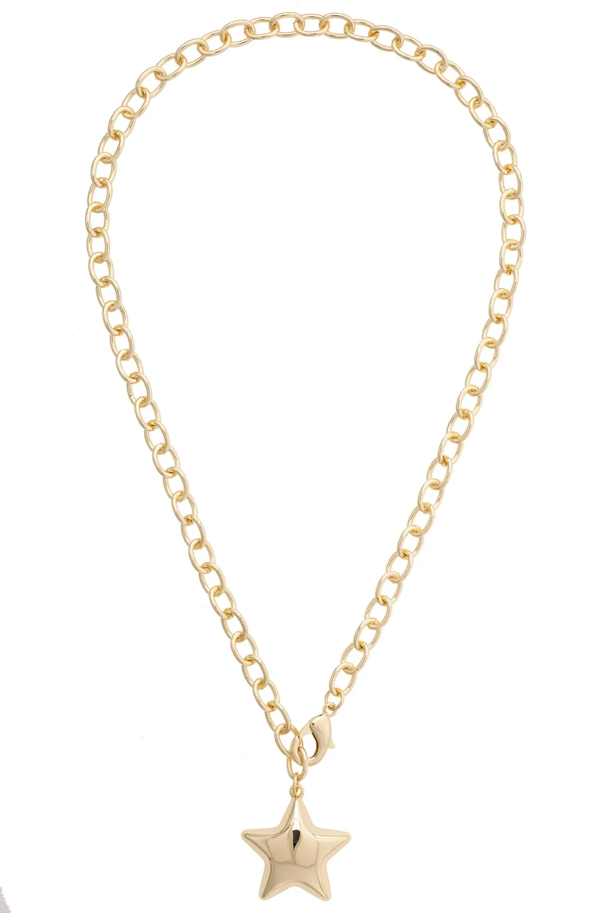 Bessie Puffy Star Convertible Necklace in Shiny Gold sold by Canvas Style