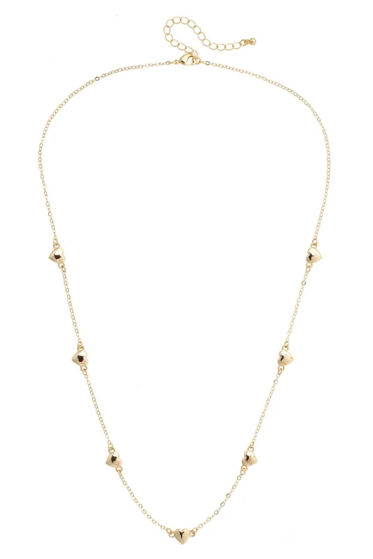 Lauren Heart Layering Necklace in Shiny Gold made by Canvas Style