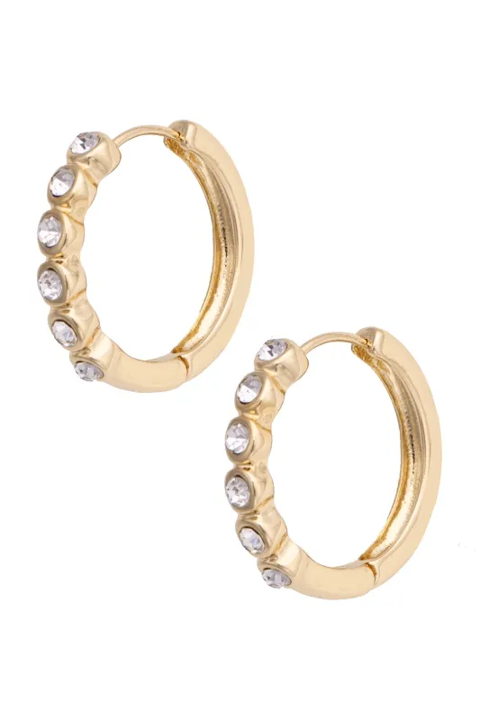 Frankie Pave Hinged Hoop Earrings in Shiny Gold made by Canvas Style