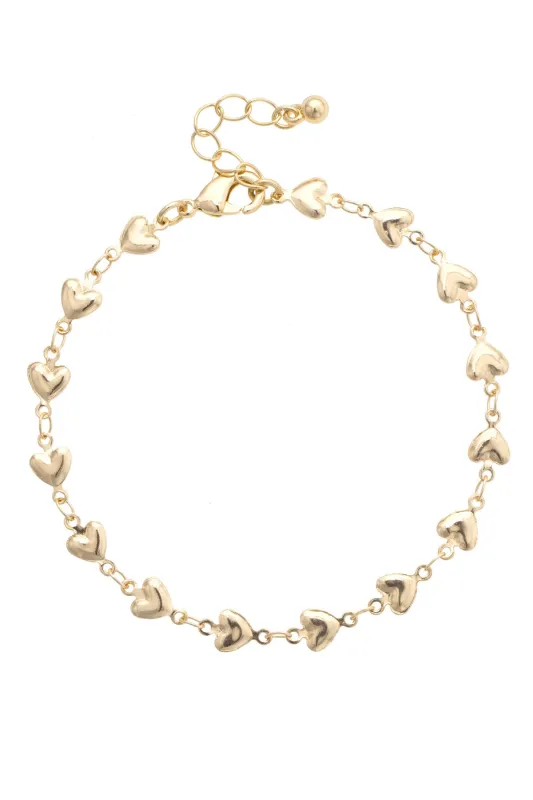 Olivia Heart Linked Bracelet in Shiny Gold made by Canvas Style