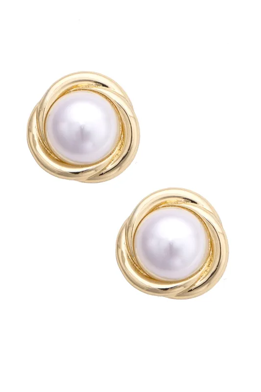 Perkins Vintage Pearl Stud Earrings in Ivory made by Canvas Style