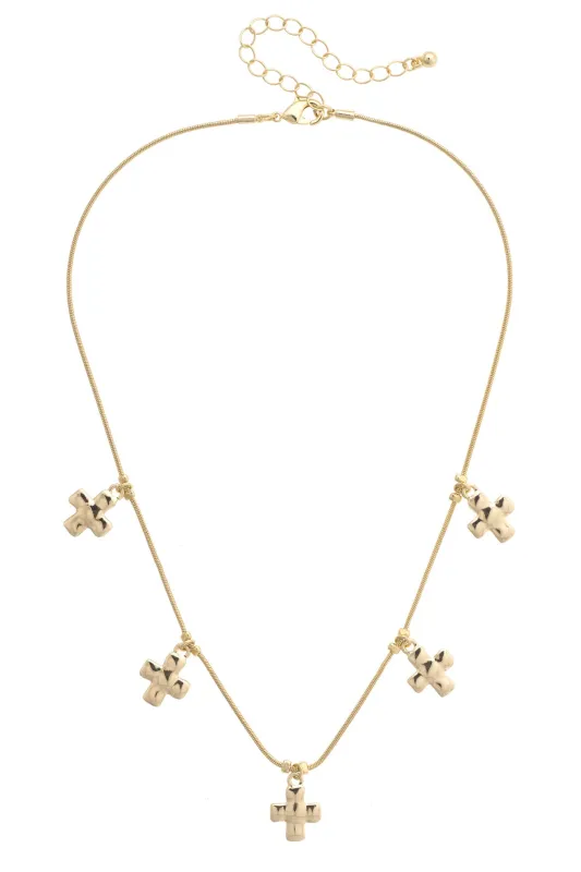 Haley Cross Charm Necklace in Shiny Gold made by Canvas Style