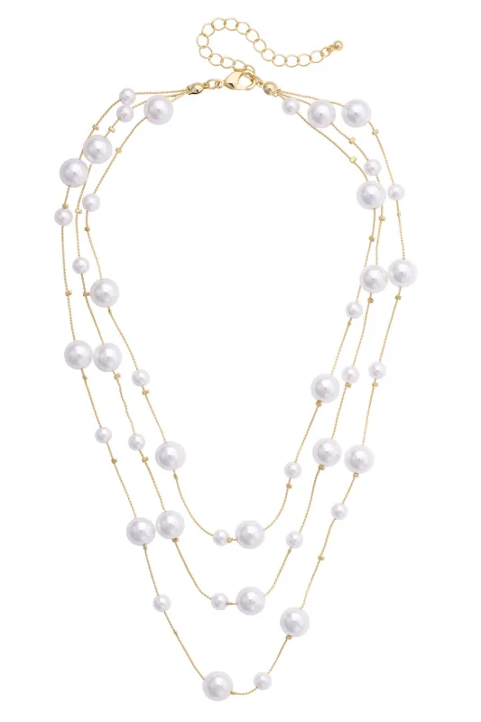 Simone Multi Pearl Layered Necklace in Ivory made by Canvas Style