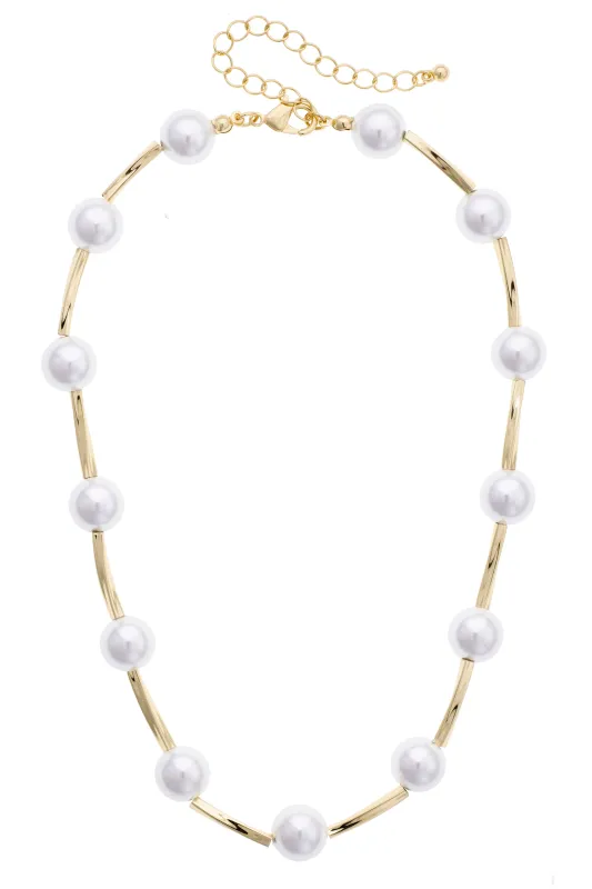 Simone Pearl Linked Necklace in Ivory made by Canvas Style