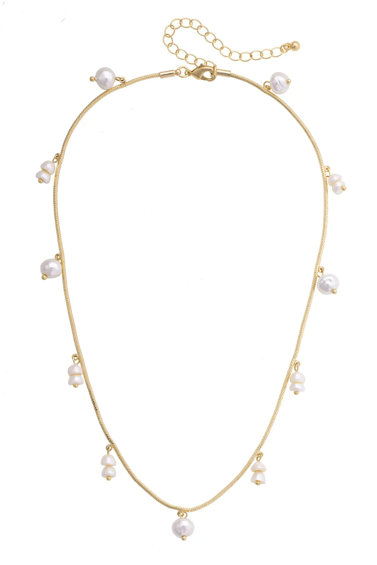 Lane Pearl Cord Drip Necklace in Shiny Gold sold by Canvas Style