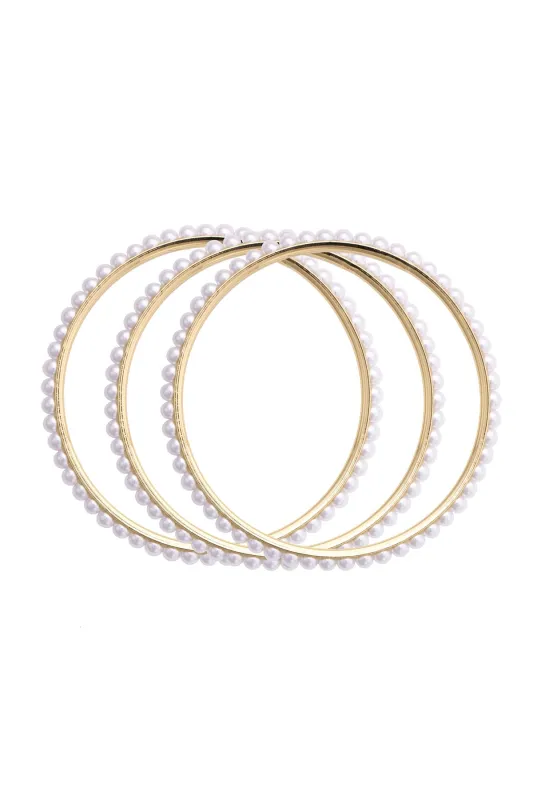 Lacey Pearl Bangles Set of 3 in Ivory made by Canvas Style