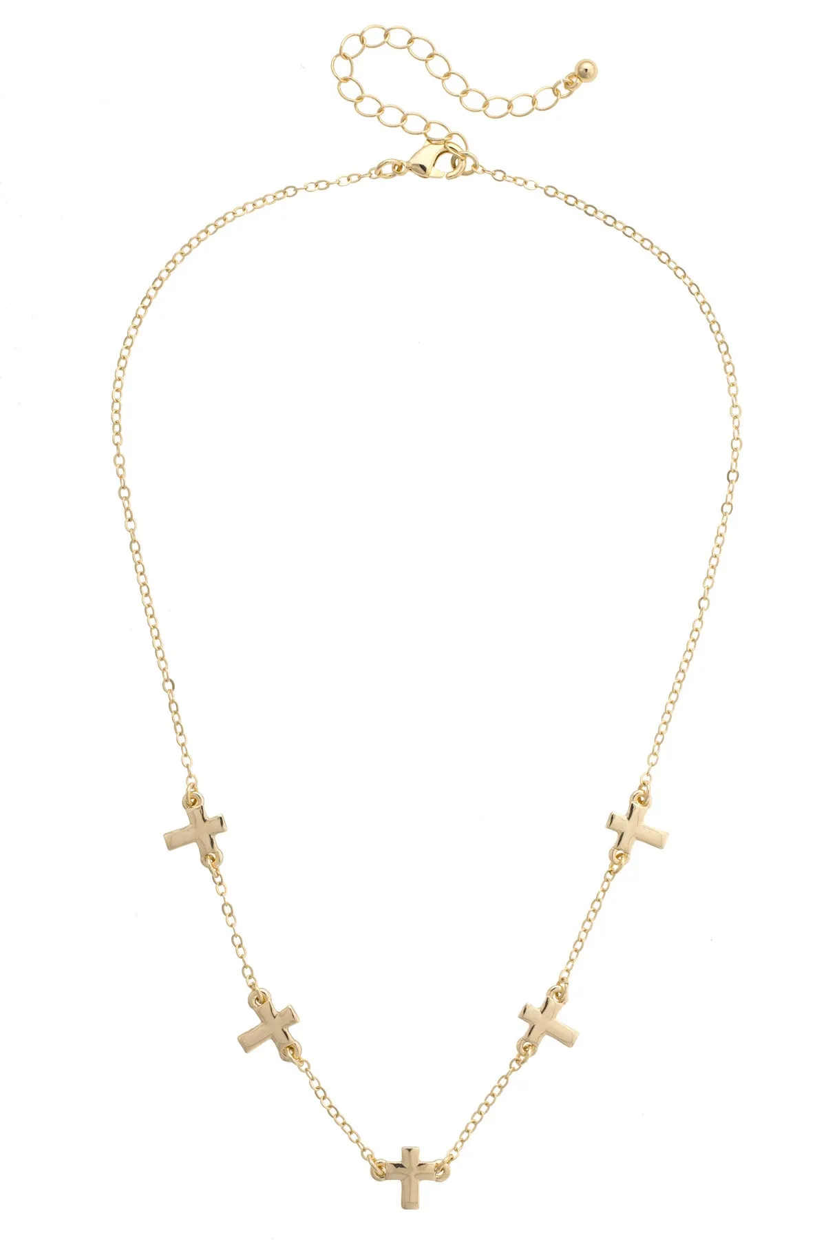 Sarah Tiny Cross Charm Necklace in Shiny Gold sold by Canvas Style