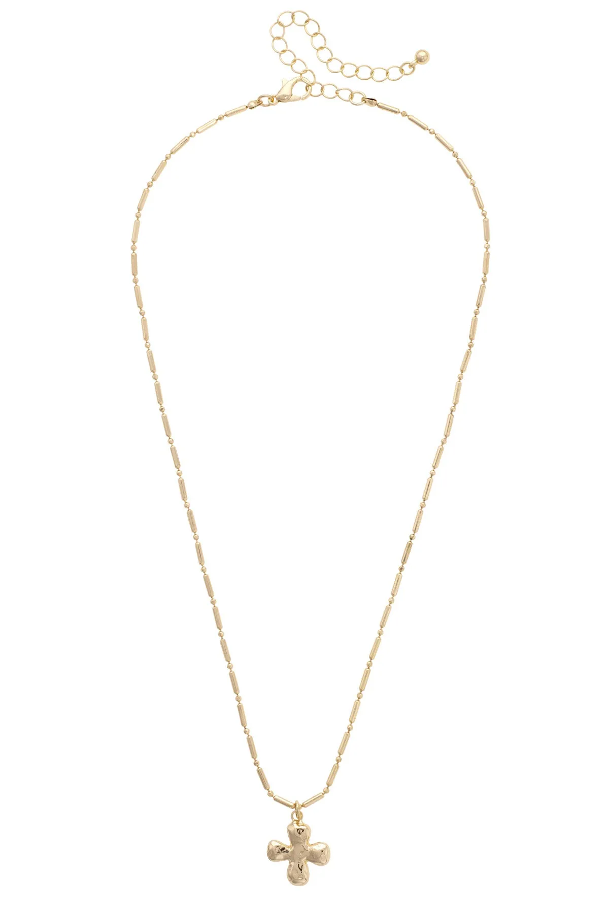 Camila Hammered Cross Necklace in Shiny Gold sold by Canvas Style