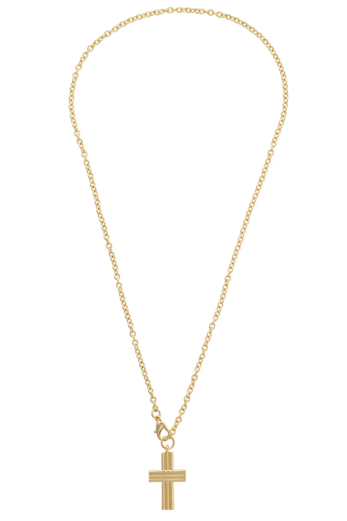 Felicia Ribbed Cross Mini Necklace in Shiny Gold sold by Canvas Style