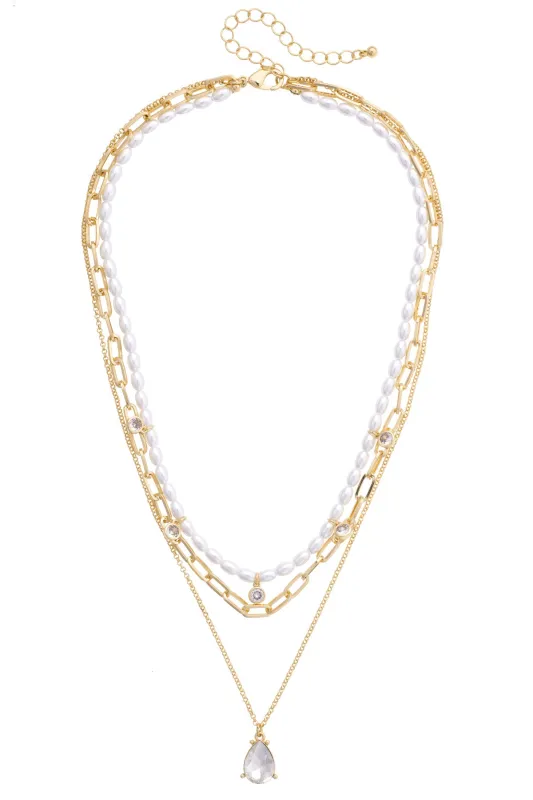 Wednesday 3-Row Layered Necklace in Ivory made by Canvas Style