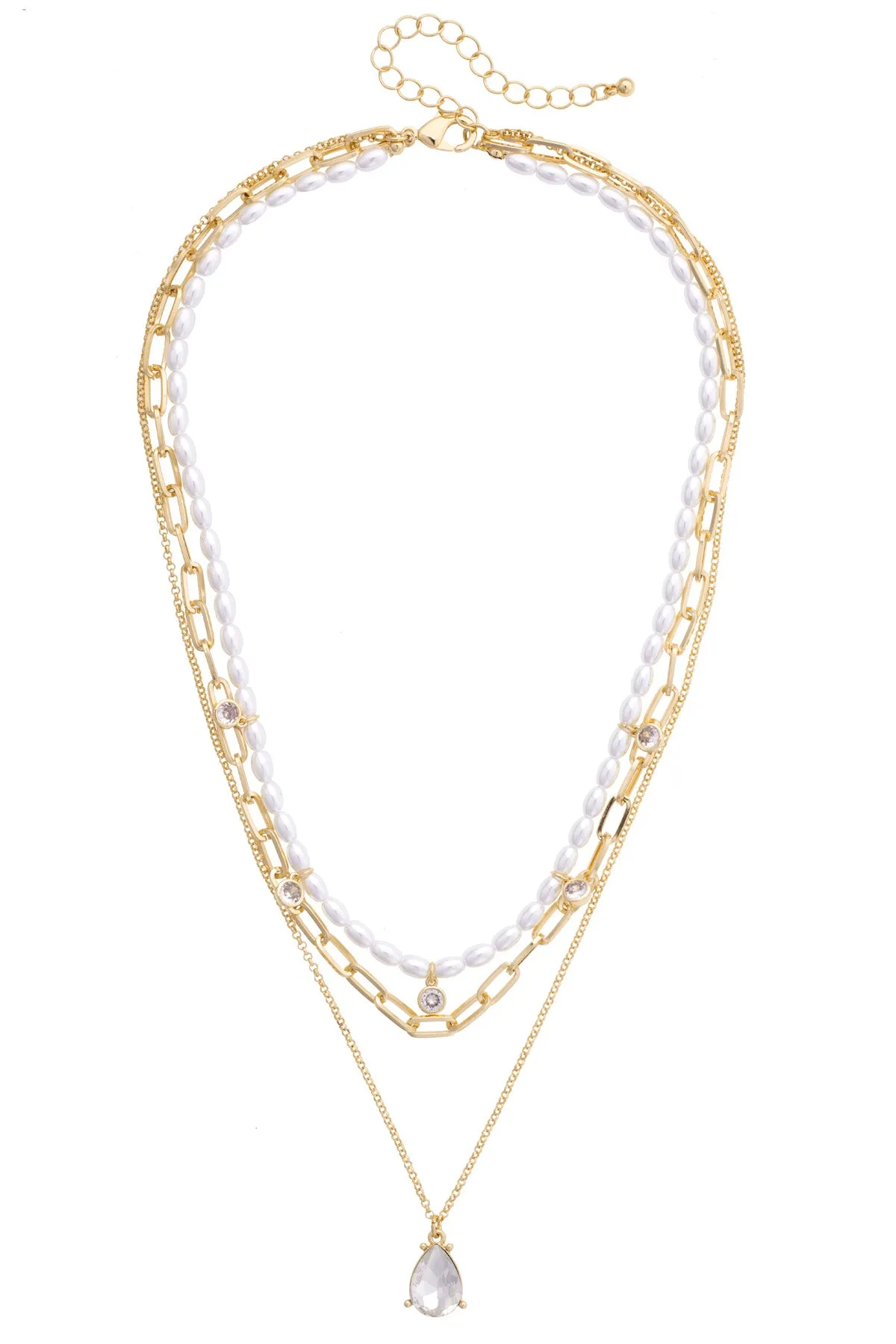 Wednesday 3-Row Layered Necklace in Ivory sold by Canvas Style