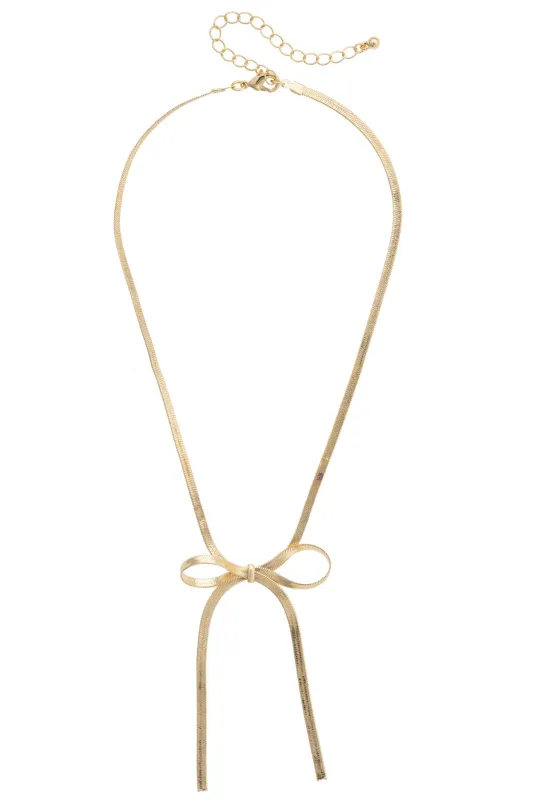 Andy Looped Bow Necklace in Shiny Gold made by Canvas Style