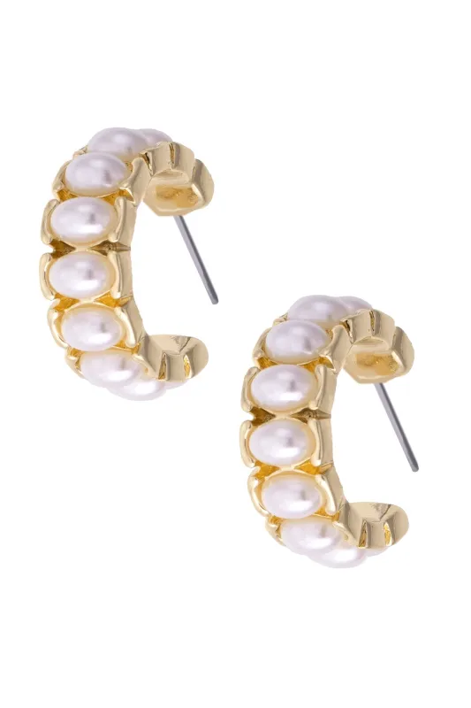 Kitty Pearl Hoop Earrings in Ivory made by Canvas Style