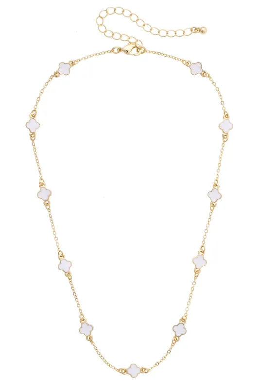 Margaret Dainty Clover Necklace in White made by Canvas Style