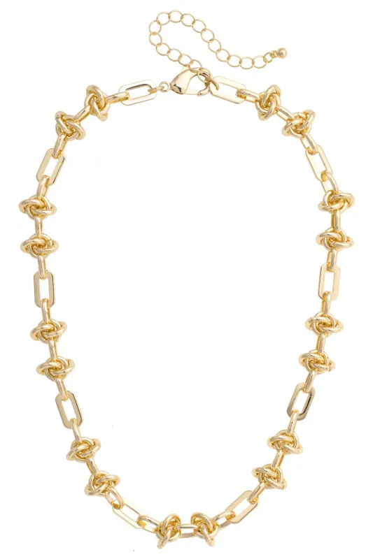 Katie Twisted Knot Necklace in Shiny Gold made by Canvas Style