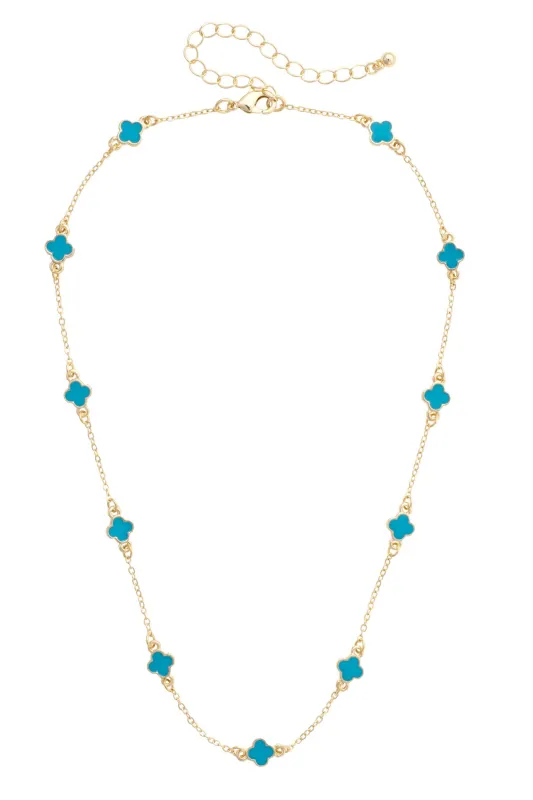 Margaret Dainty Clover Necklace in Turquoise made by Canvas Style