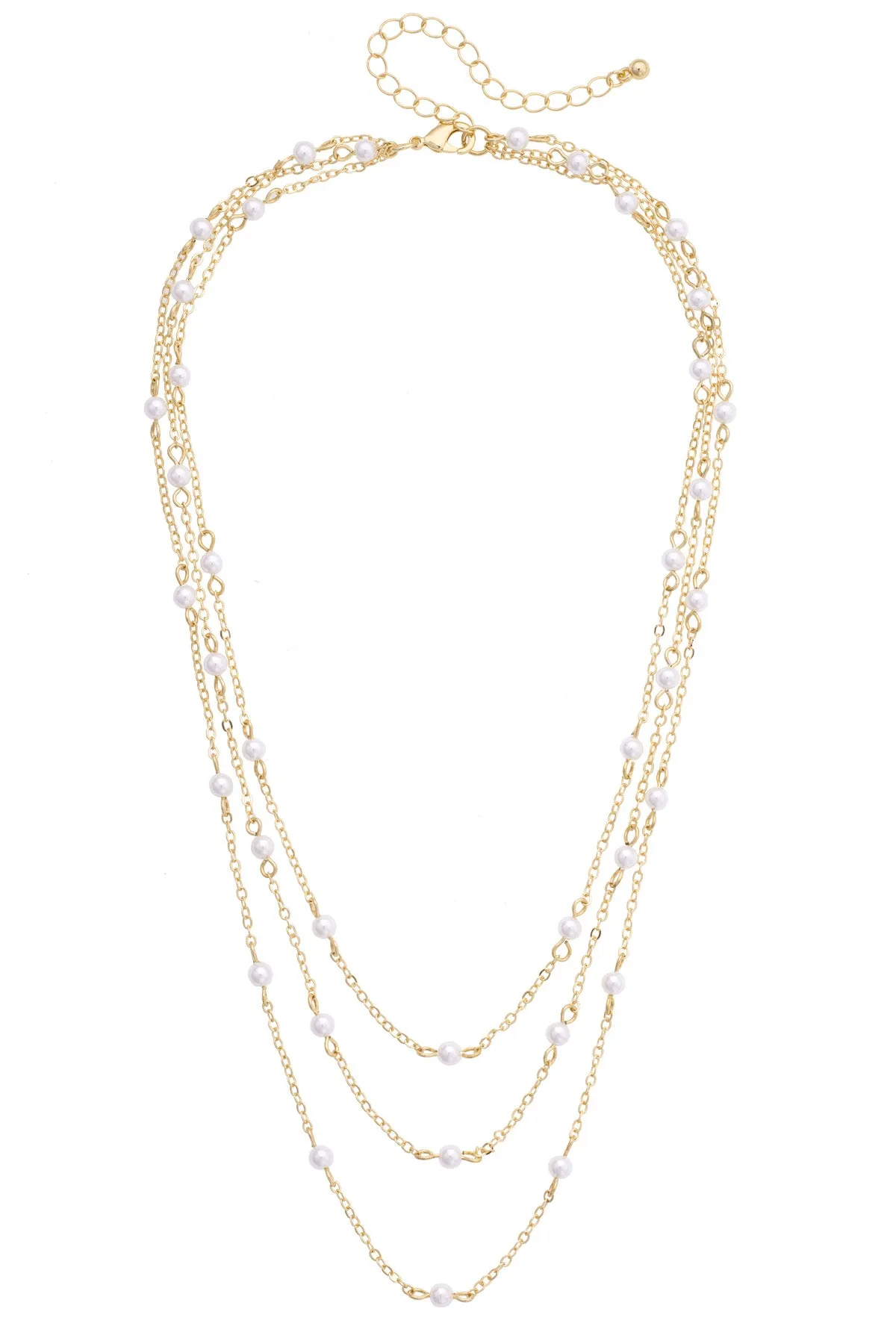Florence Pearl Drip Layered Necklace in Shiny Gold sold by Canvas Style