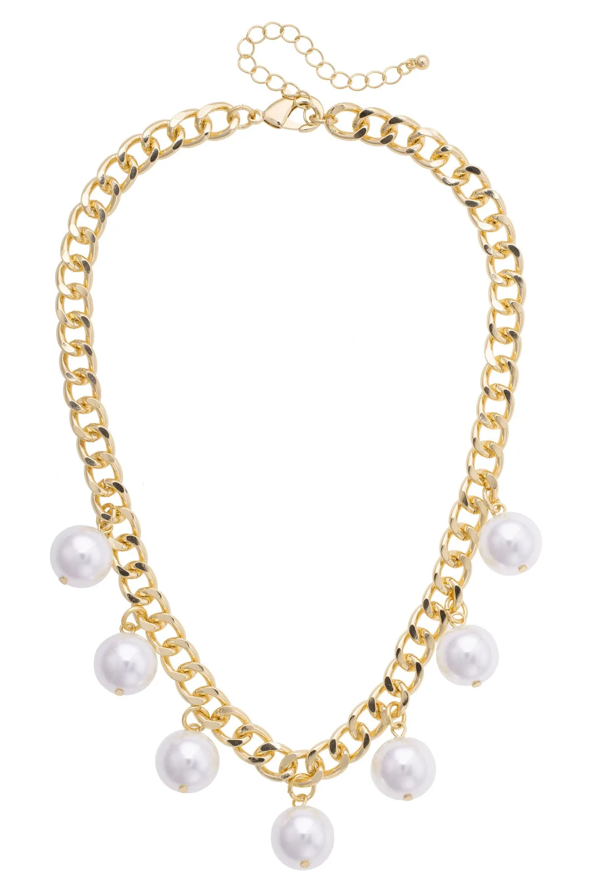 Maribel Pearl Statement Chain Necklace in Shiny Gold sold by Canvas Style