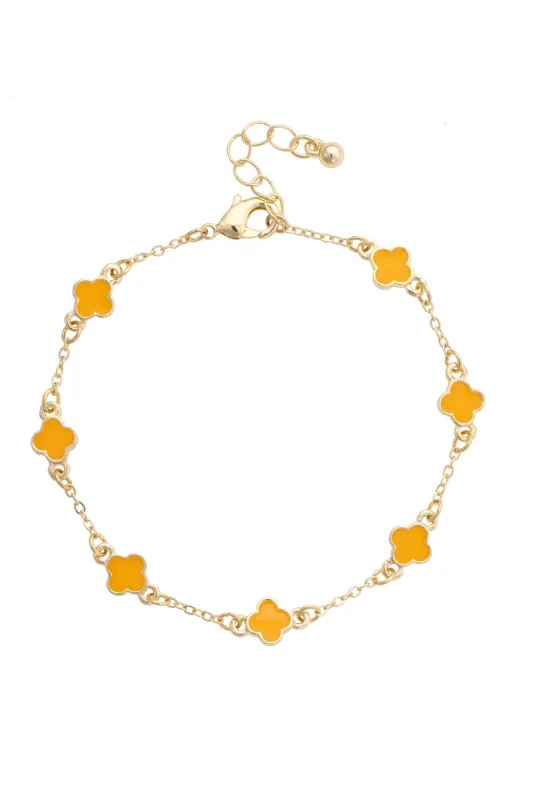 Margaret Dainty Clover Bracelet in Orange made by Canvas Style