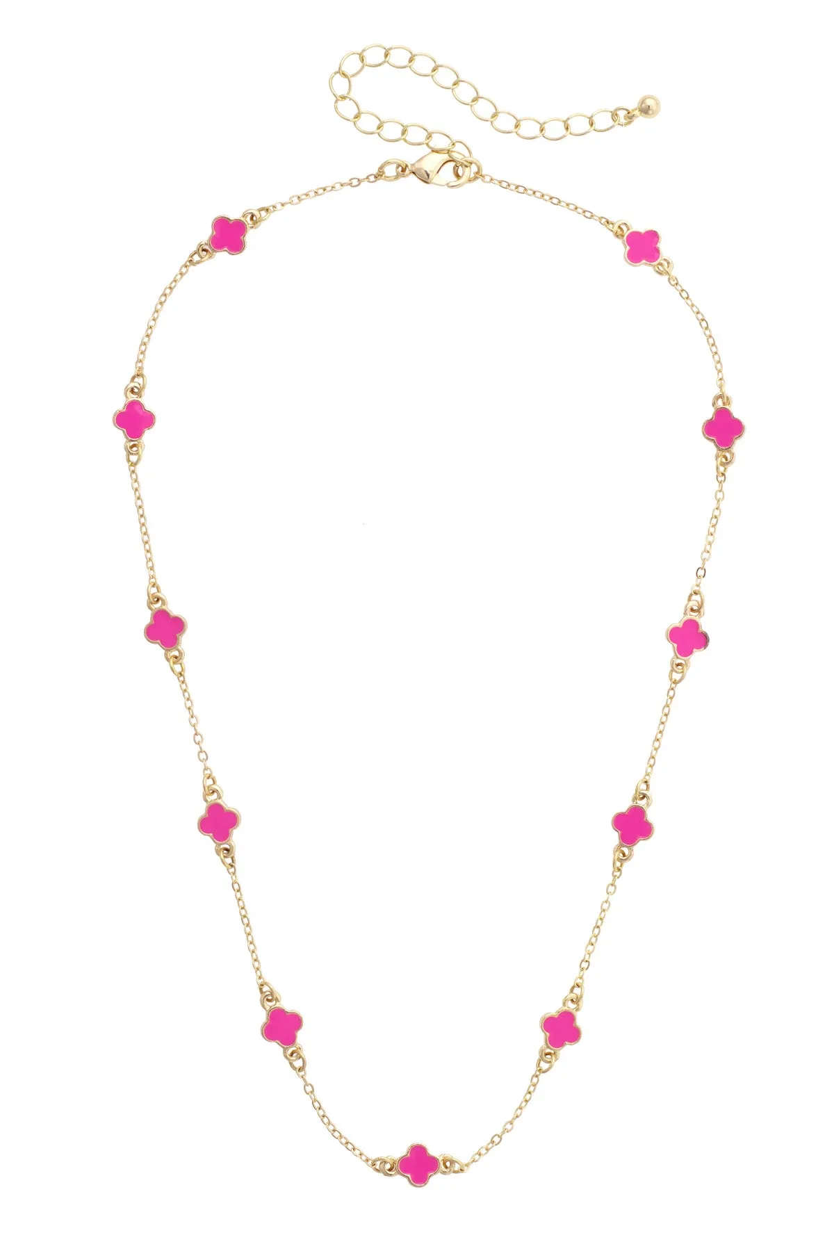 Margaret Dainty Clover Necklace in Pink sold by Canvas Style