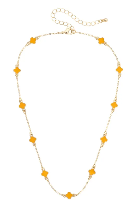 Margaret Dainty Clover Necklace in Orange made by Canvas Style